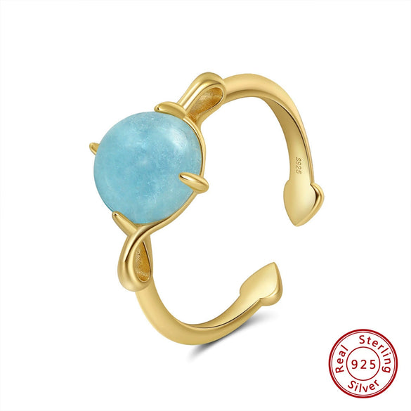 Wholesale Women's Sterling Silver Moonstone Opening Hammer Finger Ring With Geometric Personality Style And Electroplating