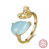 Wholesale Women's Sterling Silver Moonstone Opening Hammer Finger Ring With Geometric Personality Style And Electroplating