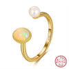 Wholesale Women's Sterling Silver Moonstone Opening Hammer Finger Ring With Geometric Personality Style And Electroplating