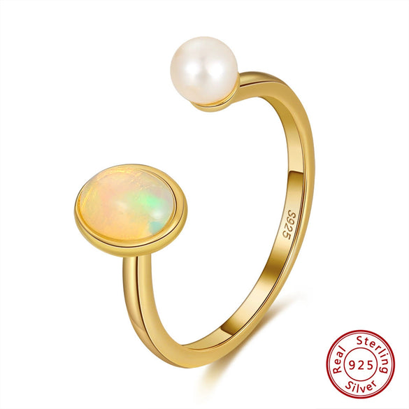 Wholesale Women's Sterling Silver Moonstone Opening Hammer Finger Ring With Geometric Personality Style And Electroplating