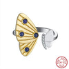 Wholesale Women's Sterling Silver Moonstone Opening Hammer Finger Ring With Geometric Personality Style And Electroplating