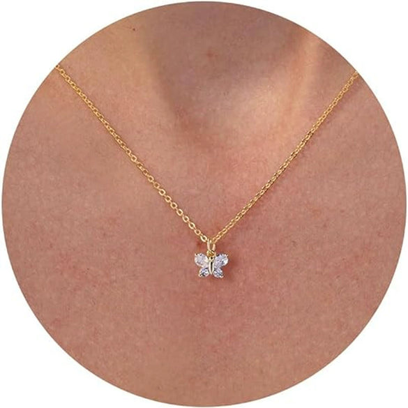 Wholesale Women's 925 Sterling Silver Necklace With Zircon Bow Pendant Sweet Style