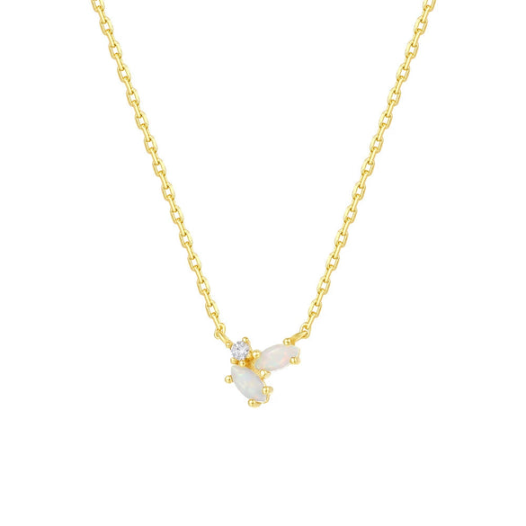 Wholesale Women's 925 Sterling Silver Opal Geometric Pendant Necklace With Zirconia And Cross Chain