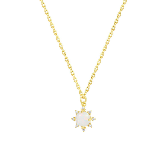 Wholesale Women's 925 Sterling Silver Opal Geometric Pendant Necklace With Zirconia And Cross Chain