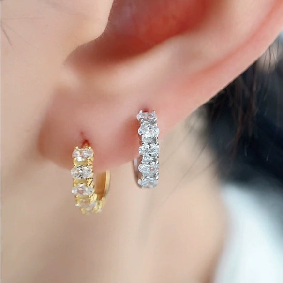 Wholesale Women's 925 Sterling Silver Oval Geometric Earrings With Electroplating Highend Design