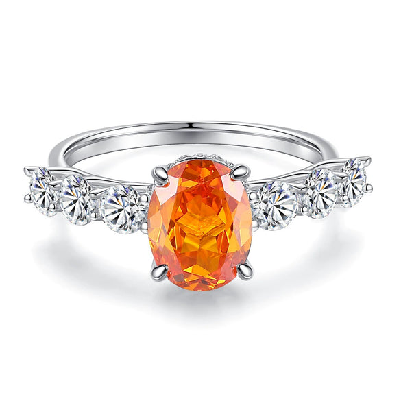 Wholesale Women's Sterling Silver 925 Oval Geometric Style Ring With High Carbon Diamond And Zircon Powder
