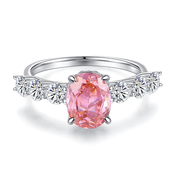 Wholesale Women's Sterling Silver 925 Oval Geometric Style Ring With High Carbon Diamond And Zircon Powder