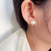 Wholesale Women's Sterling Silver Pearl Earrings Flat Round Shape Elegant And Highend