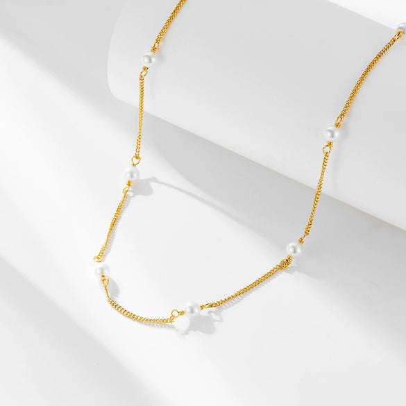 Wholesale Women's 925 Sterling Silver Pearl Geometric Cross Chain Necklace With Diamond Design
