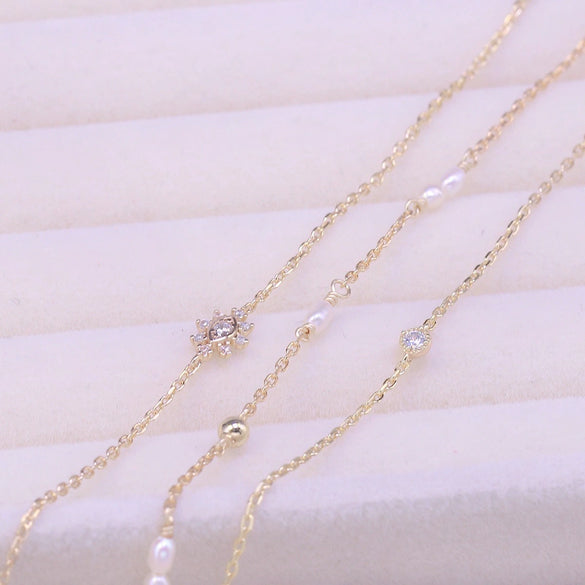 Wholesale Women's 925 Sterling Silver Plated 14K Gold Geometric Minimalist Diamond Bracelet
