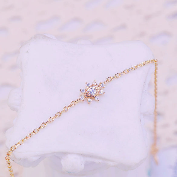 Wholesale Women's 925 Sterling Silver Plated 14K Gold Geometric Minimalist Diamond Bracelet