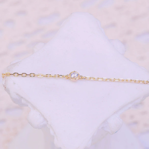 Wholesale Women's 925 Sterling Silver Plated 14K Gold Geometric Minimalist Diamond Bracelet