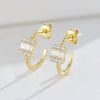 Wholesale Women's 925 Sterling Silver Retro Geometric Square Diamond Set Earrings