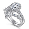 Wholesale Women's 925 Sterling Silver Ring Set Dropshaped Zircon Vshaped Row Geometric Design Diamondtreated