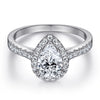 Wholesale Women's 925 Sterling Silver Ring Set Dropshaped Zircon Vshaped Row Geometric Design Diamondtreated