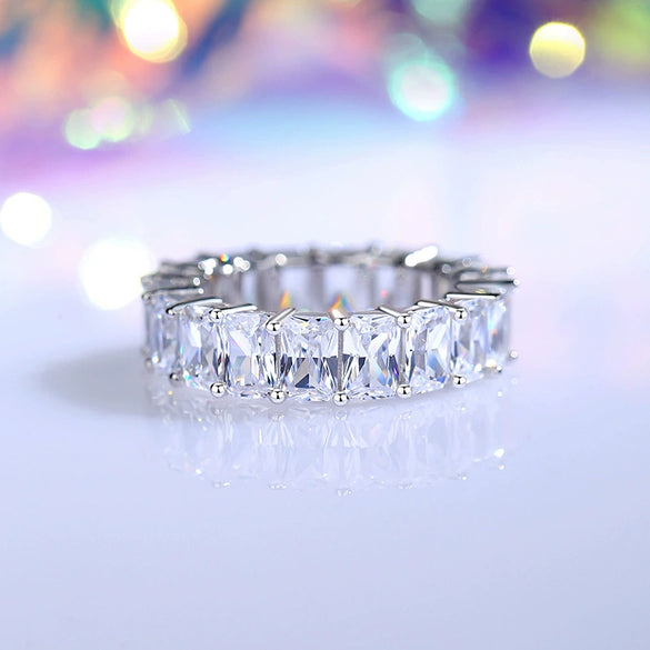 Wholesale Women's 925 Sterling Silver Ring With Diamond Emerald Pagoda Cut Eight Hearts And Eight Arrows Zircon Geometric Style