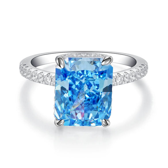 Wholesale Women's 925 Sterling Silver Ring With Geometric Pattern And Ice Flower Cut Electroplated Inlaid With 8A Zircon And High Carbon Diamond