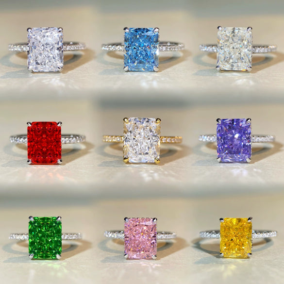 Wholesale Women's 925 Sterling Silver Ring With Geometric Pattern And Ice Flower Cut Electroplated Inlaid With 8A Zircon And High Carbon Diamond