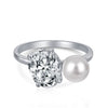 Wholesale Women's 925 Sterling Silver Ring With Geometric Pattern And Pearl Zircon Electroplated Design