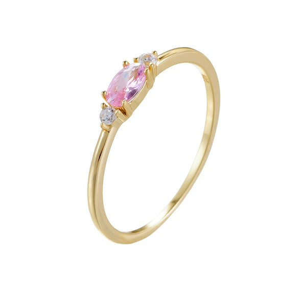 Wholesale Women's Sterling Silver Ring With Pink Zircon And Geometric Design Retro Luxury Style