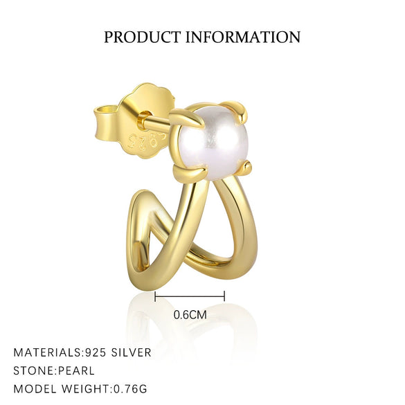 Wholesale Women's 925 Sterling Silver Round Beads Geometric Design Electroplated Earrings