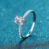 Wholesale Women's 925 Sterling Silver Simple Geometric Moissanite Ring With Fourclaw Setting And Electroplating