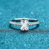 Wholesale Women's 925 Sterling Silver Simple Geometric Moissanite Ring With Fourclaw Setting And Electroplating