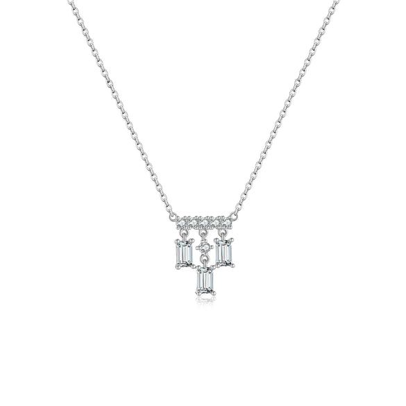 Wholesale Women's 925 Sterling Silver Square Geometric Pendant Necklace With Platinum And 18K Gold Electroplating