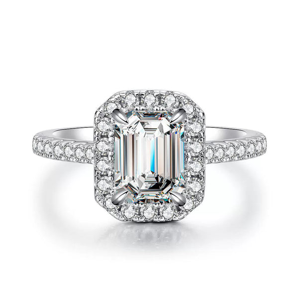 Wholesale Women's 925 Sterling Silver Square Geometric Ring With Electroplating