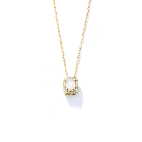 Wholesale Women's Sterling Silver Square Zircon Cross Chain Necklace Set With Precious Stones Geometric Style