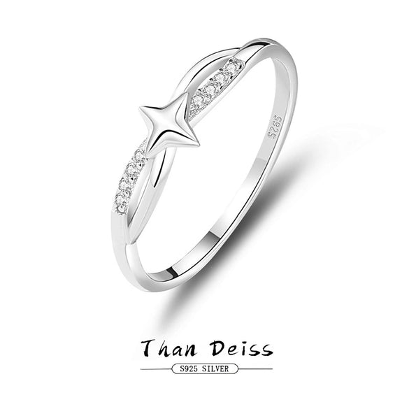 Wholesale Women's Sterling Silver 925 Star Pattern Ring With Electroplating
