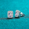 Wholesale Women's 925 Sterling Silver Stud Earrings Inlaid With Rectangular Moissanite And Geometric Design With Electroplating Treatment