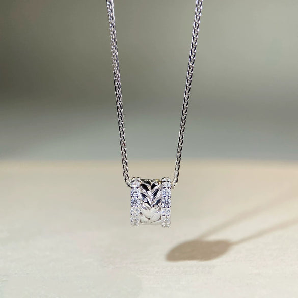 Wholesale Women's 925 Sterling Silver Wheat Ear Geometric Pendant Necklace With Electroplating And Ochain