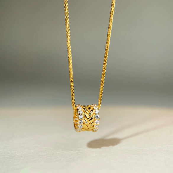 Wholesale Women's 925 Sterling Silver Wheat Ear Geometric Pendant Necklace With Electroplating And Ochain