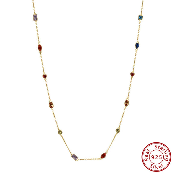 Wholesale Women's 925 Sterling Silver Yshaped Necklace With Geometric Zircon Pendant And Electroplating
