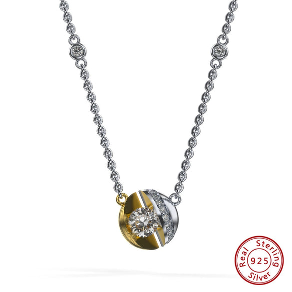 Wholesale Women's 925 Sterling Silver Yshaped Necklace With Geometric Zircon Pendant And Electroplating