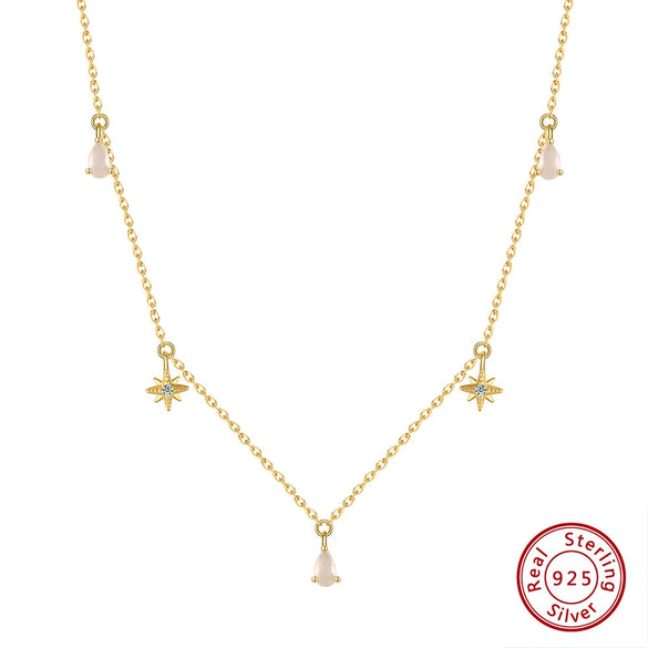Wholesale Women's 925 Sterling Silver Yshaped Necklace With Geometric Zircon Pendant And Electroplating