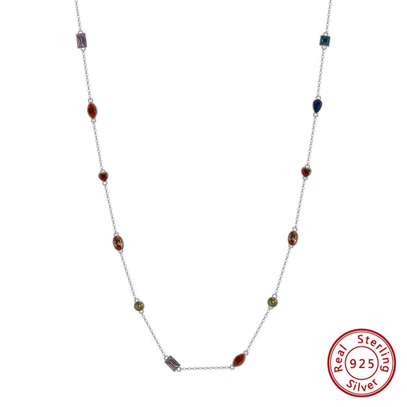 Wholesale Women's 925 Sterling Silver Yshaped Necklace With Geometric Zircon Pendant And Electroplating
