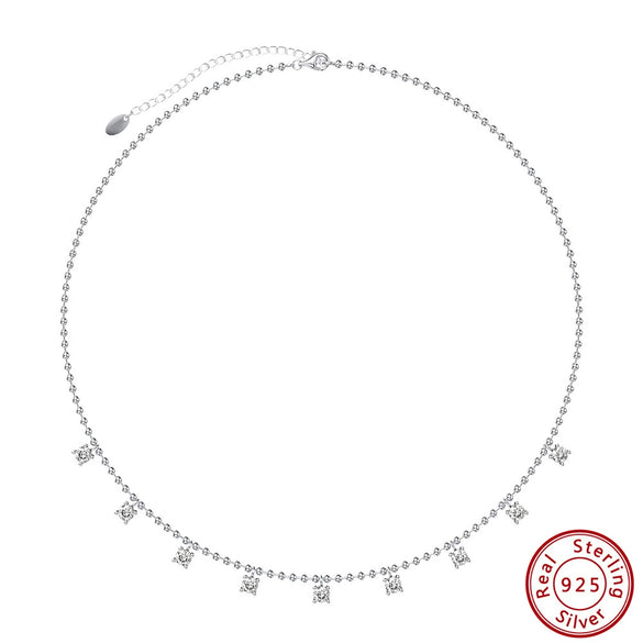 Wholesale Women's 925 Sterling Silver Yshaped Necklace With Geometric Zircon Pendant And Electroplating