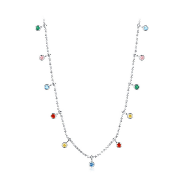 Wholesale Women's 925 Sterling Silver Zircon Inlay Geometric Clavicle Ochain Necklace