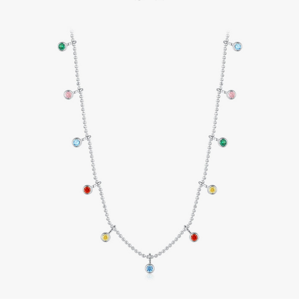 Wholesale Women's 925 Sterling Silver Zircon Inlay Geometric Clavicle Ochain Necklace