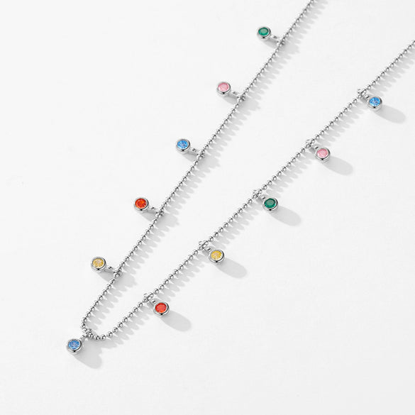 Wholesale Women's 925 Sterling Silver Zircon Inlay Geometric Clavicle Ochain Necklace