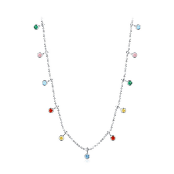 Wholesale Women's 925 Sterling Silver Zircon Inlay Geometric Clavicle Ochain Necklace