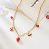 Wholesale Women's Strawberry And Heart Shape Alloy Electroplated Pendant Necklace In Cute Country Style