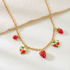 Wholesale Women's Strawberry And Heart Shape Alloy Electroplated Pendant Necklace In Cute Country Style
