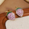Wholesale Women's Strawberry Oil Drop Stainless Steel Earrings Fruit Pattern Dripping Oil Process