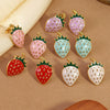 Wholesale Women's Strawberry Oil Drop Stainless Steel Earrings Fruit Pattern Dripping Oil Process