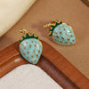 Wholesale Women's Strawberry Oil Drop Stainless Steel Earrings Fruit Pattern Dripping Oil Process
