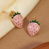 Wholesale Women's Strawberry Oil Drop Stainless Steel Earrings Fruit Pattern Dripping Oil Process