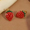 Wholesale Women's Strawberry Oil Drop Stainless Steel Earrings Fruit Pattern Dripping Oil Process